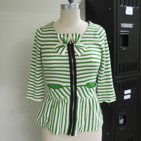 Anthropologie Sweaters - MOTH green Stripe sweater